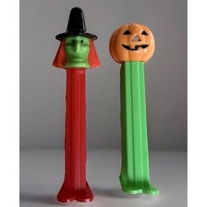 Collectible PEZ Halloween‎ Dispensers Set of 2 Pumpkin and Witch